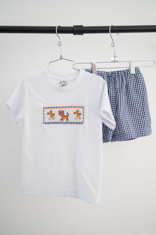 Auburn Smocked Boy Short Set