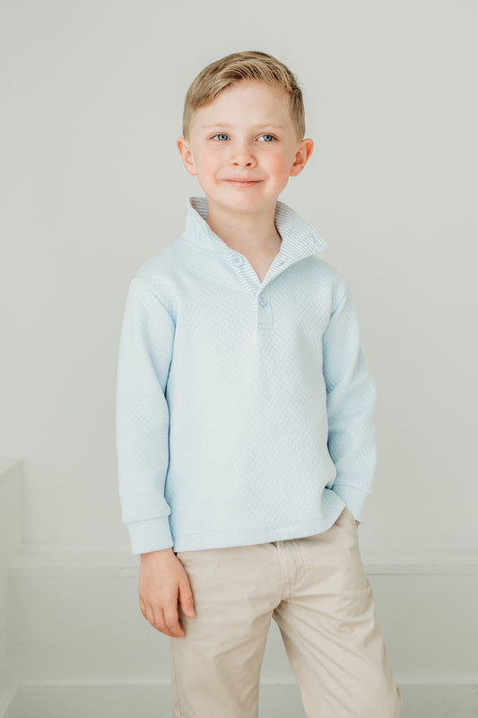 Light Blue Quilted Pullover