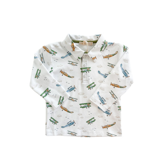 Vintage Airplanes Print Polo