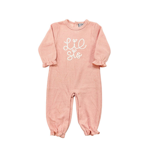 Lil Sis Script Pink Romper